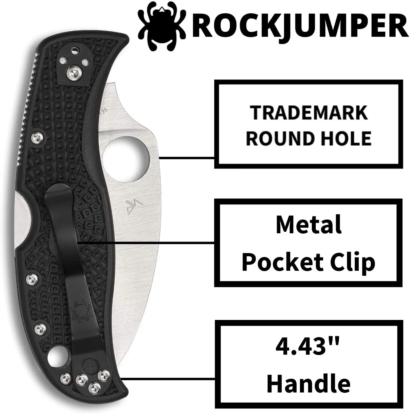 Spyderco RockJumper Lightweight SerratedEdge Folding Knife with 3.08" VG-10 Steel Wharncliffe Blade and Black Handle (C254SBK)