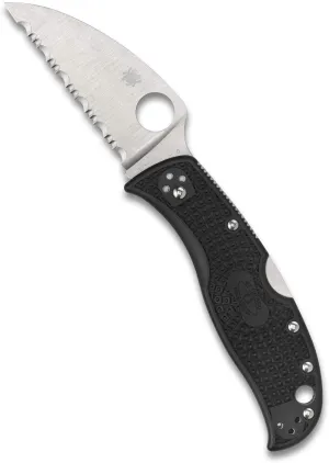 Spyderco RockJumper Lightweight SerratedEdge Folding Knife with 3.08" VG-10 Steel Wharncliffe Blade and Black Handle (C254SBK)