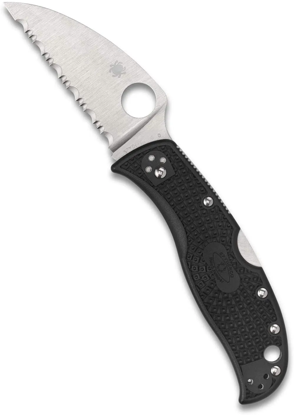 Spyderco RockJumper Lightweight SerratedEdge Folding Knife with 3.08" VG-10 Steel Wharncliffe Blade and Black Handle (C254SBK)