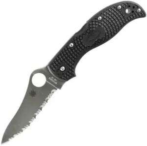 Spyderco Stretch Lightweight Serrated Edge Knife,Black