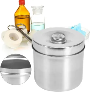 Stainless Steel Jar, Box Cotton Box Iodophor Gauze Container, Steel Ointment Jar Dressing Steel Pot Dressing Lid Reagent Bottles Dental Supplies(12cm gauze cylinder)