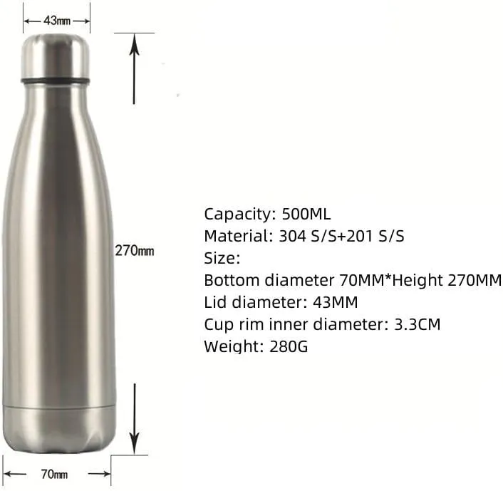 Stainless Steel Kettle 500ML, Double-layer Sports Water Bottle, Suitable For Outdoor Cycling And Camping(Red)