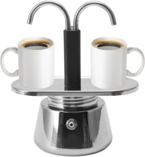 Stainless Steel Moka Pot, Stovetop Maker, Classic Italian Double Tube Moka Pot Coffee Maker