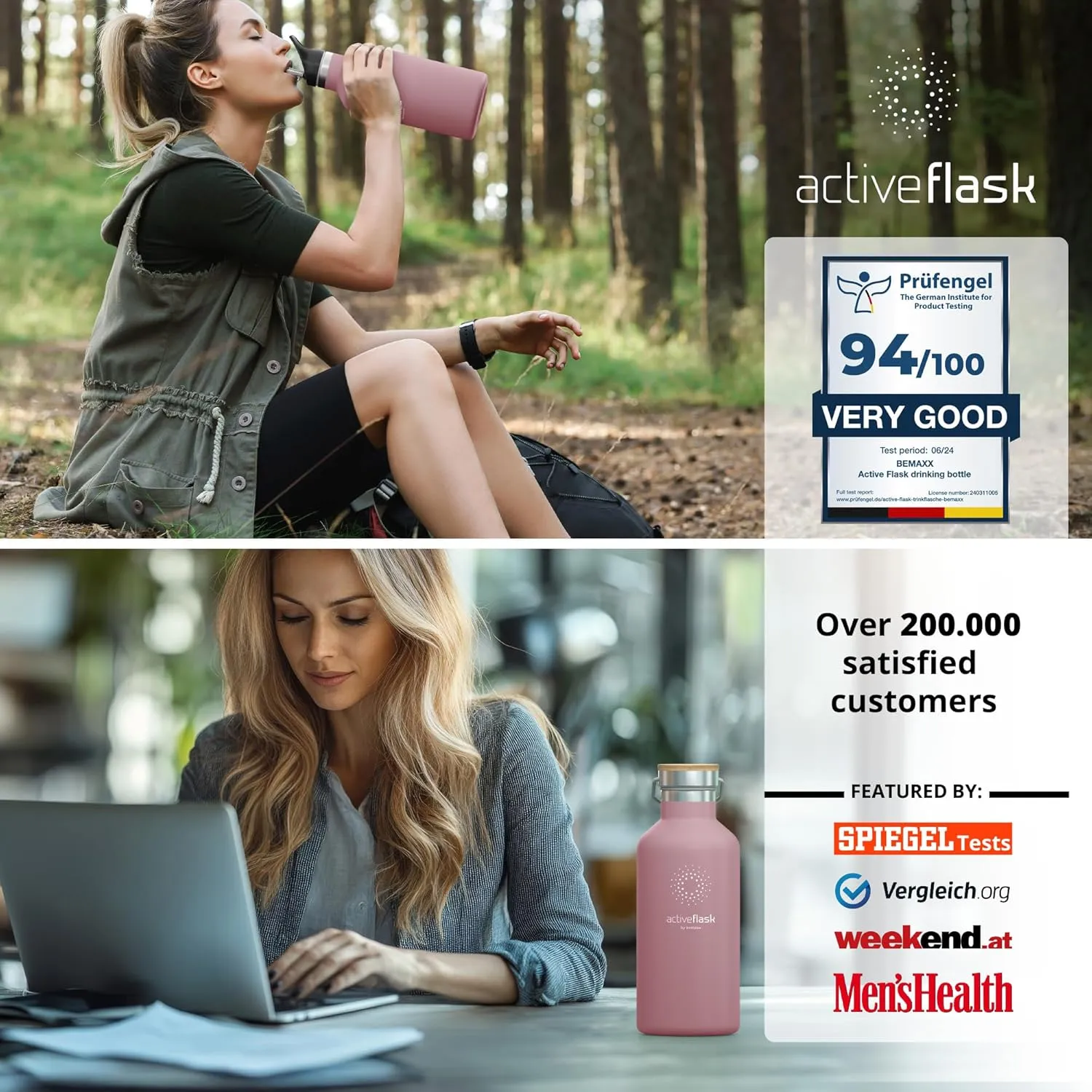 Stainless Steel Water Bottle with Straw, Infuser & 3 Lids: 18/32 OZ Leak-Proof Vacuum Insulated ACTIVE FLASK Drinking Bottles Hot Cold: Double Walled Outdoor Drink Thermo Mug Tea Coffee Sport Gym Bike