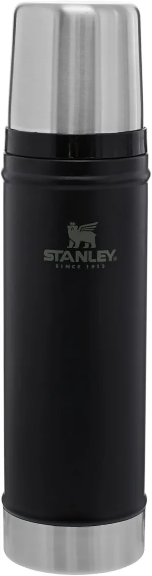 Stanley Classic Legendary Vacuum Bottle 20 oz | Wide Mouth with Leakproof Cup Lid | Keep Drinks Hot or Cold | Packable for Travel | Insulated Stainless Steel Thermos | BPA-Free | Matte Black