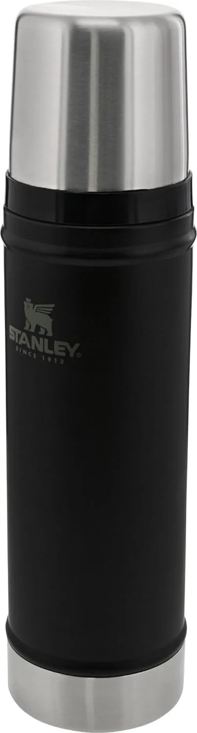 Stanley Classic Legendary Vacuum Bottle 20 oz | Wide Mouth with Leakproof Cup Lid | Keep Drinks Hot or Cold | Packable for Travel | Insulated Stainless Steel Thermos | BPA-Free | Matte Black
