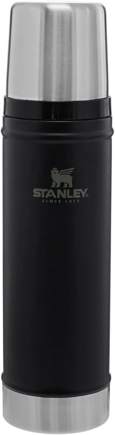 Stanley Classic Legendary Vacuum Bottle 20 oz | Wide Mouth with Leakproof Cup Lid | Keep Drinks Hot or Cold | Packable for Travel | Insulated Stainless Steel Thermos | BPA-Free | Matte Black