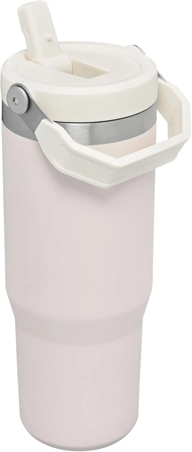 Stanley IceFlow Stainless Steel Tumbler with Straw - Vacuum Insulated Water Bottle for Home, Office or Car Reusable Cup with Straw Leak Resistant Flip Cold for 12 Hrs or Iced for 2 Days (Rose Quartz)