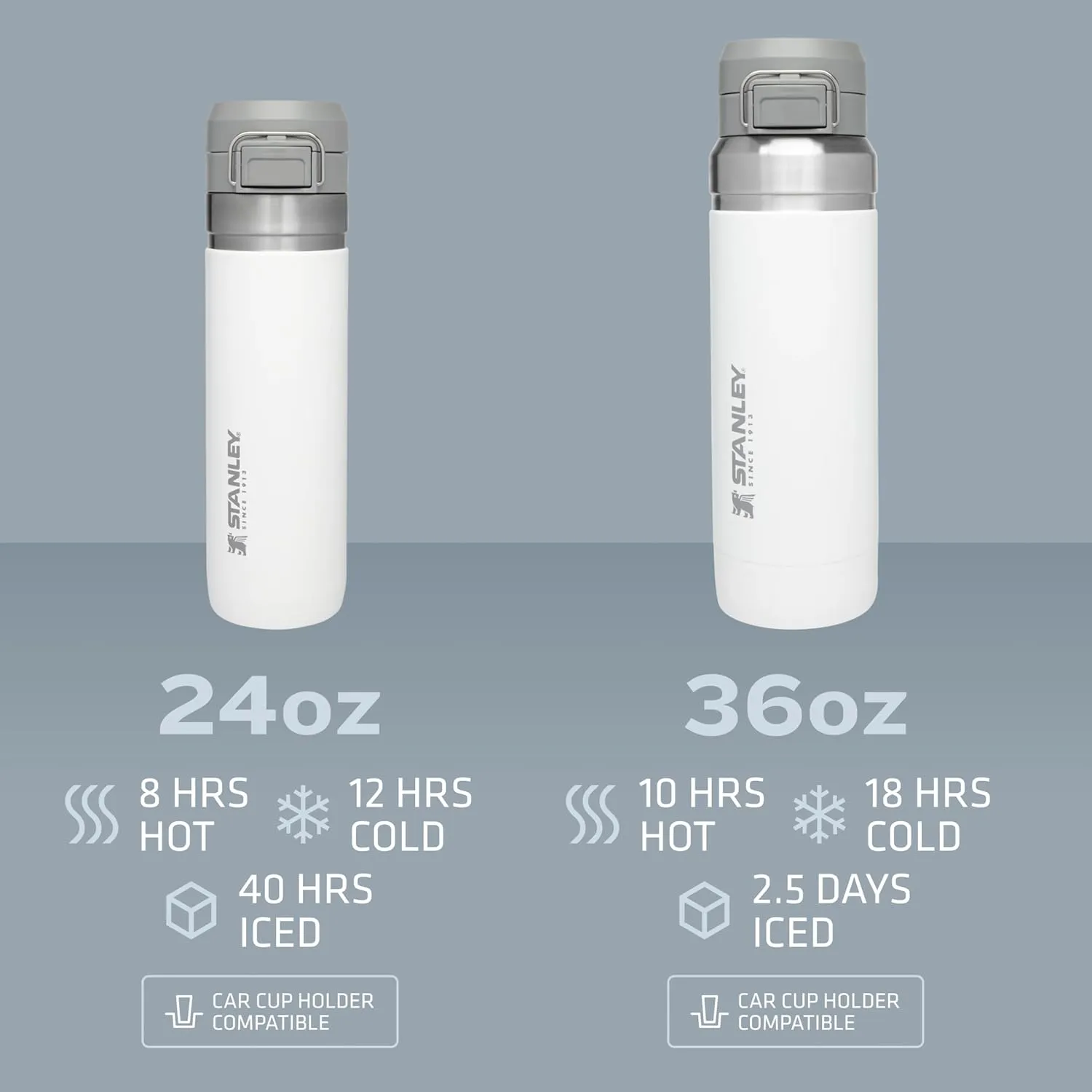 Stanley Quick Flip GO Water Bottle 24 oz | Push Button Lid | Leakproof and Packable for Travel and Sports | Insulated Stainless Steel | BPA-Free | Rose Quartz