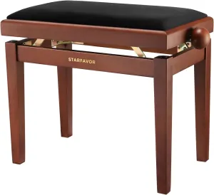 Starfavor Piano Bench Adjustable, Keyboard Chair Wooden Piano Stool Padded Seat Cushion, Brown, SPB-480N