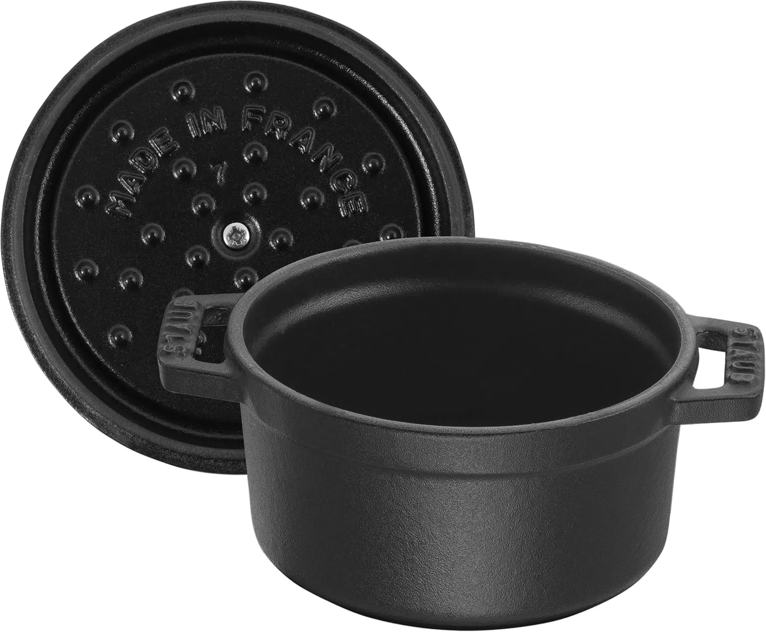 Staub 1101225 Round Cocotte Pot, 12 cm, Matt Black