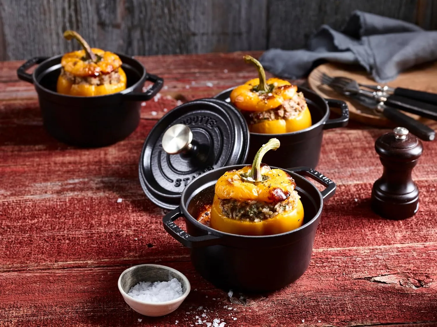 Staub 1101225 Round Cocotte Pot, 12 cm, Matt Black