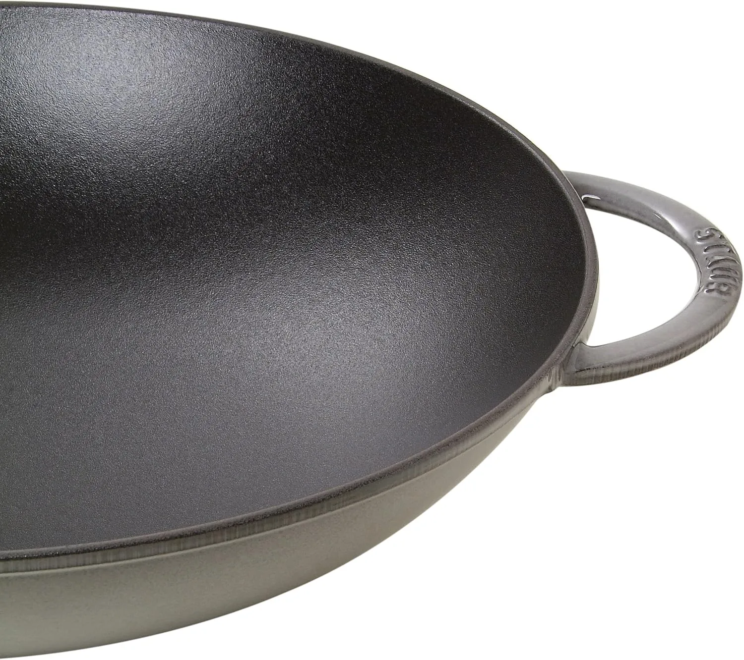staub 40509-336 Wok 14.6 inches (37 cm) Gray Large Two-Handed Chinese Enameled Pot, Induction Compatible, With Glass Lid and Tempura Grill