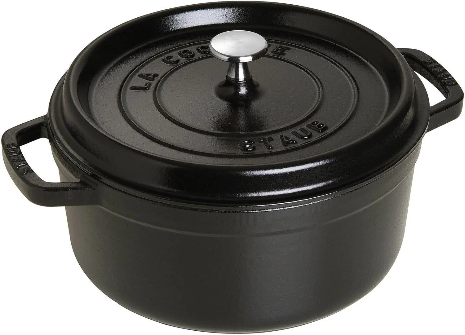 STAUB Cast Iron Dutch Oven 4-qt Round Cocotte, Made in France, Serves 3-4, Matte Black