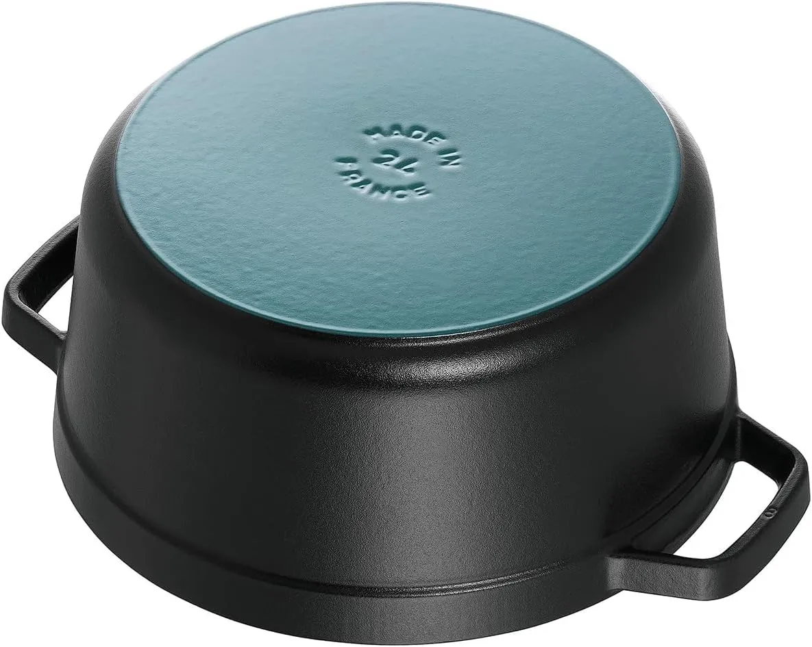 STAUB Cast Iron Dutch Oven 4-qt Round Cocotte, Made in France, Serves 3-4, Matte Black