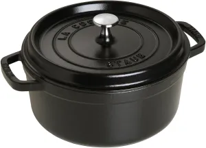 STAUB Cast Iron Dutch Oven 4-qt Round Cocotte, Made in France, Serves 3-4, Matte Black