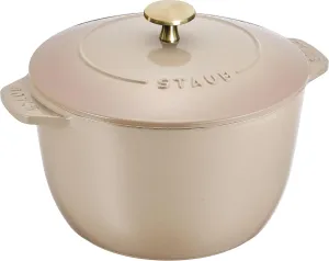 staub La Cocotte de GOHAN Linen Z1026-009 Linen L Brass Knob Specifications 7.9 inches (20 cm) Rice Pot, Rice Cooker, 3 Pieces, Induction Compatible, Japanese Authentic Product with Serial Number