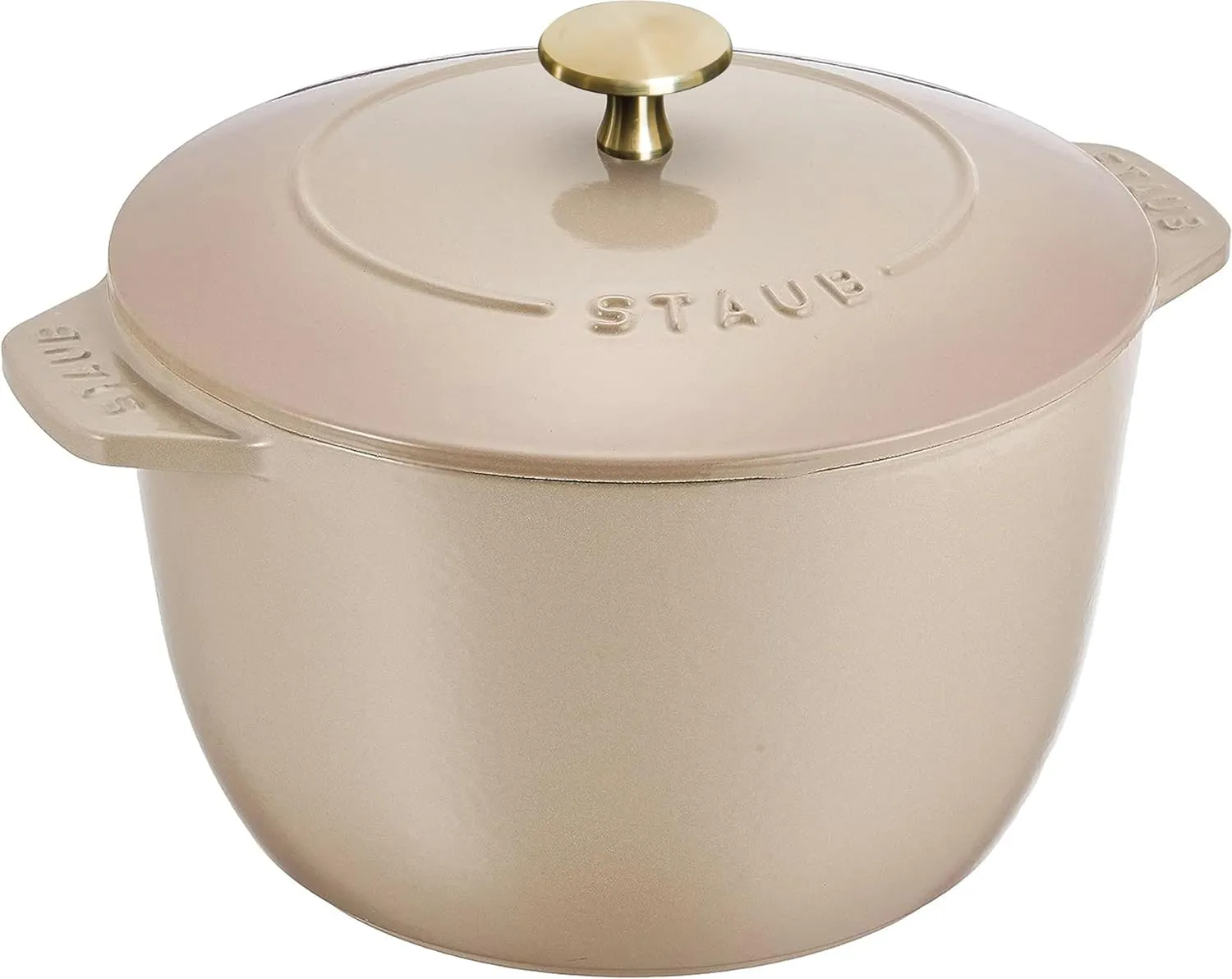staub La Cocotte de GOHAN Linen Z1026-009 Linen L Brass Knob Specifications 7.9 inches (20 cm) Rice Pot, Rice Cooker, 3 Pieces, Induction Compatible, Japanese Authentic Product with Serial Number