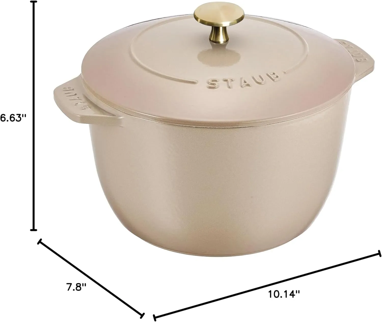 staub La Cocotte de GOHAN Linen Z1026-009 Linen L Brass Knob Specifications 7.9 inches (20 cm) Rice Pot, Rice Cooker, 3 Pieces, Induction Compatible, Japanese Authentic Product with Serial Number
