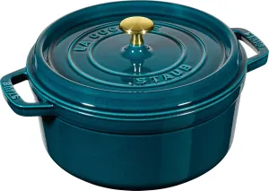staub La Cocotte Round 1023919 Pico Cocotte Round Lamer 7.9 inches (20 cm) Brass Knob Specification, Both Hands, Cast Iron Pot, Induction Compatible, Japanese Authentic Product with Serial Number