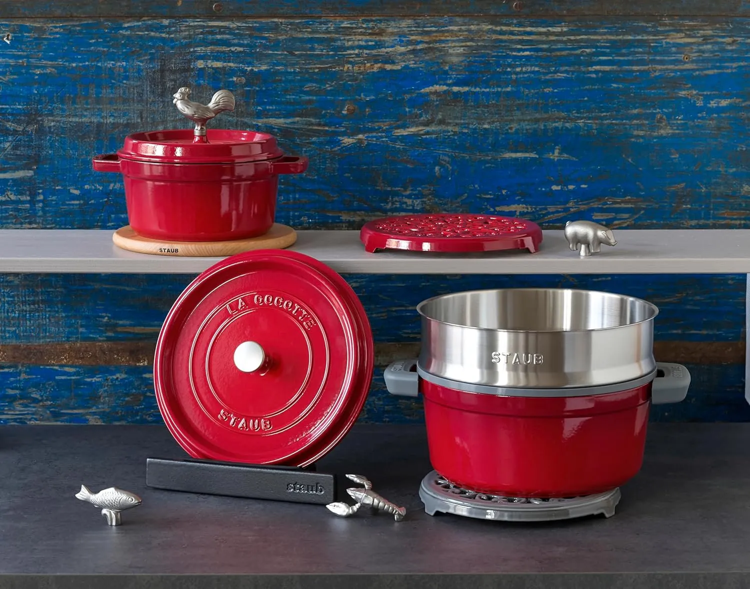 staub La Cocotte Round 40509-861 Pico Cocotte Round Cherry, 11.8 inches (30 cm), Large, Both Handed, Enameled Pot, Induction Compatible, Japanese Authentic Product