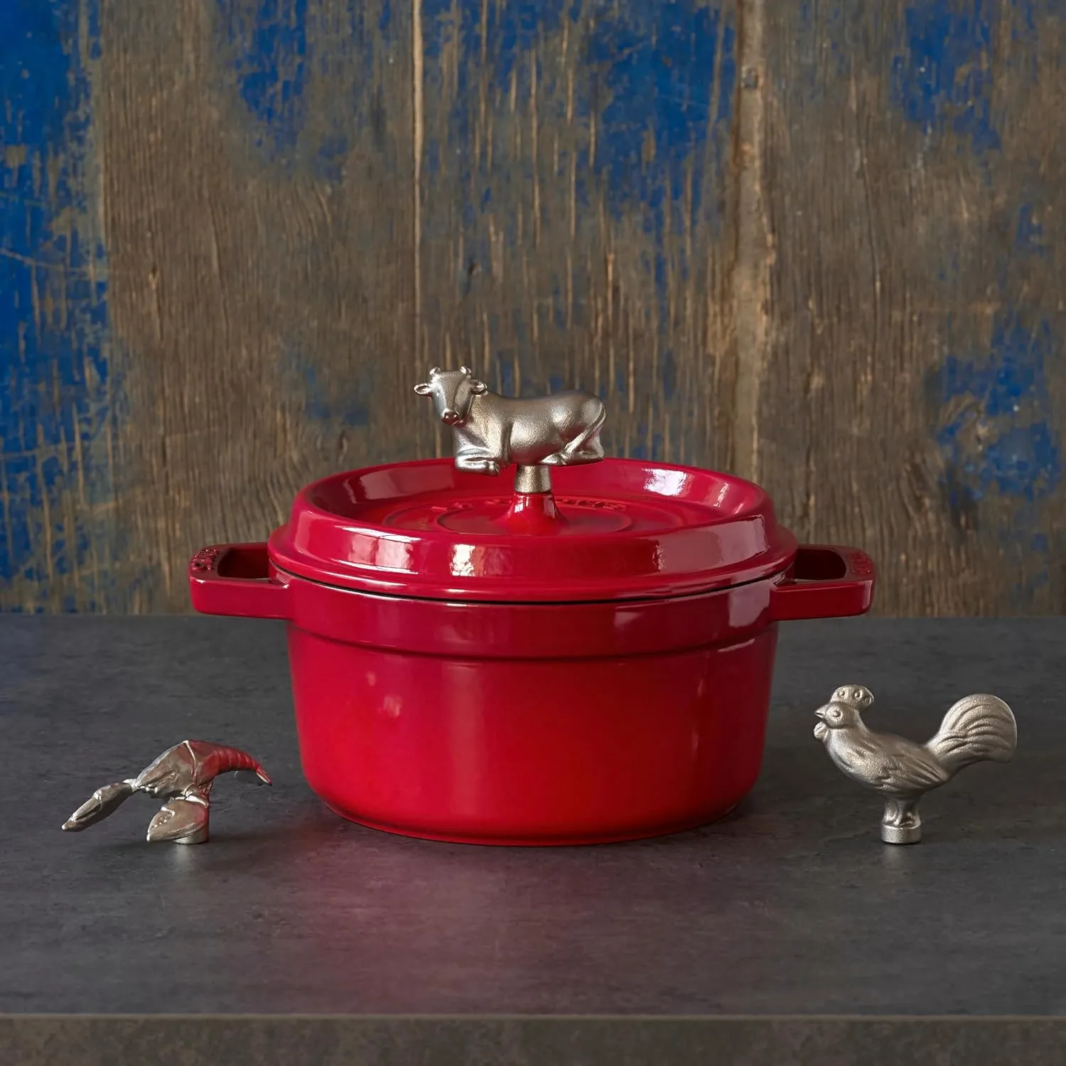 Staub Staub La Cocotte Round 40509-825 Pico Cocotte Round Cherry 8.7 inches (22 cm) Both Handed Casting, Enameled Pot, Induction Compatible