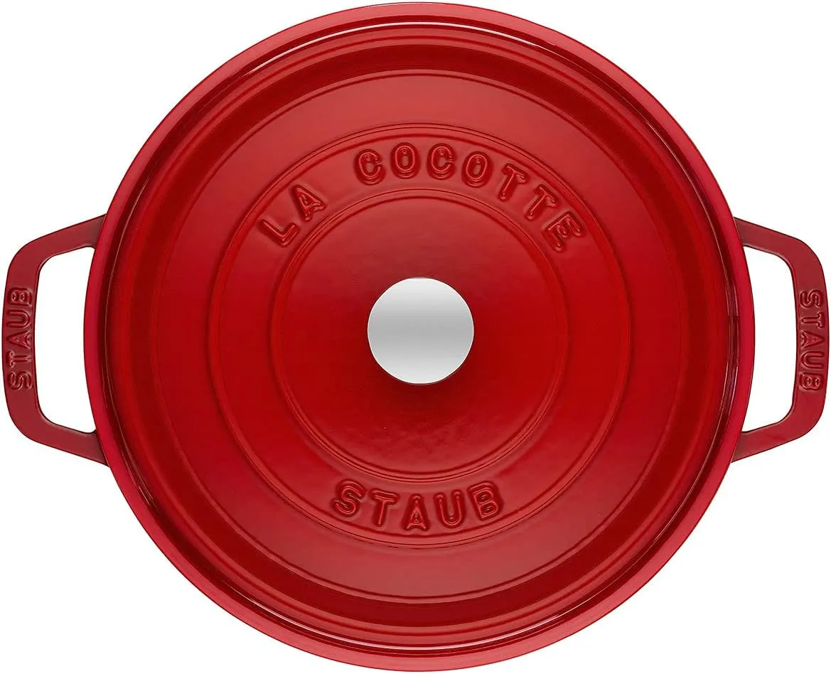 Staub Staub La Cocotte Round 40509-825 Pico Cocotte Round Cherry 8.7 inches (22 cm) Both Handed Casting, Enameled Pot, Induction Compatible