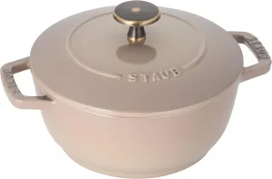 staub Wa-NABE 40501-013 Linen S, Vintage Knob Specifications, Both Hands, Enameled Pot, Rice, Induction Compatible, Japanese Serial Number Included