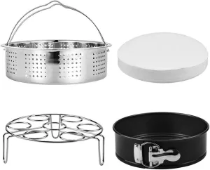 Steamer Basket, Egg Rack Holder, 7" Non-stick Springform Cake Pan, 50 Pcs Cake Paper for Instant Pot Accessories, Vegetable Food Steamer Rack. Fit Pot 5,6,8 qt Pressure