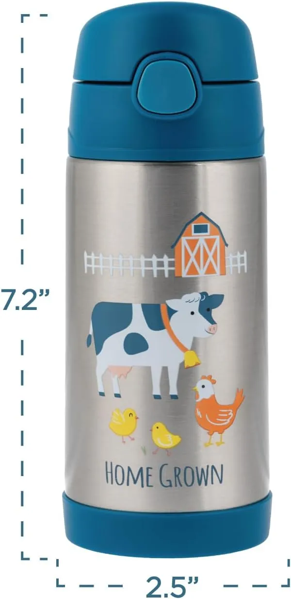 Stephen Joseph Double Wall Stainless Steel Bottles, Insulated Water Bottle for Kids Toddlers, Vacuum Insulated Bottle with Straw, BPA-Free Water Bottle – 11.8 Ounces, Transportation