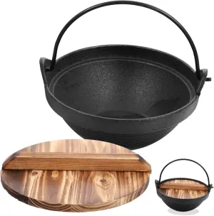STOBAZA Cast Iron Soup Pot Japanese Cooking Stoved Set Hanging Stewpan for Non-stick Cooking Utensil