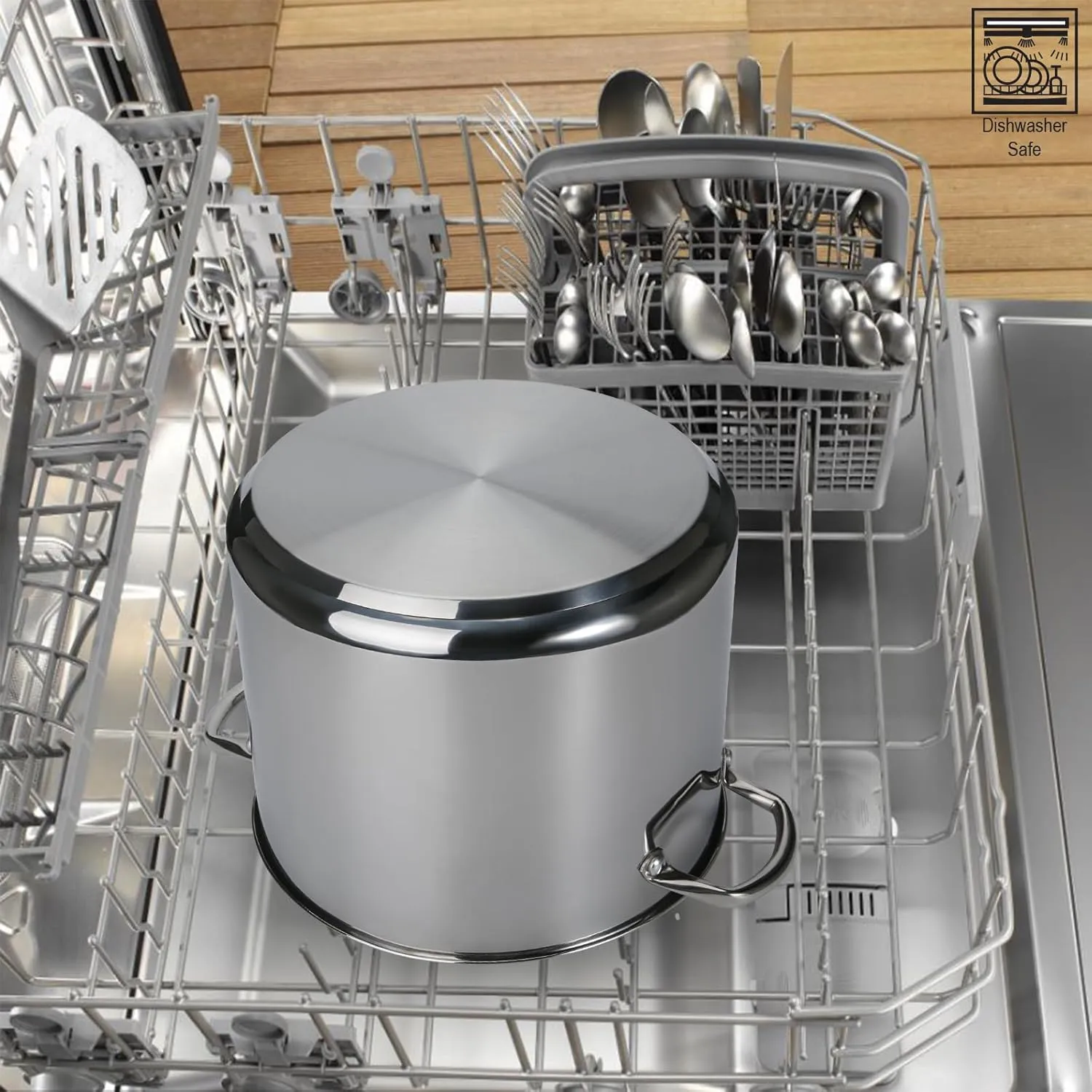 Stock Pot Stainless Steel for Cooking Riveted Handle, Heavy Duty Vessel,Induction Compatible All Cooktops in Use, Dishwasher & Oven Safe (24 Quart)