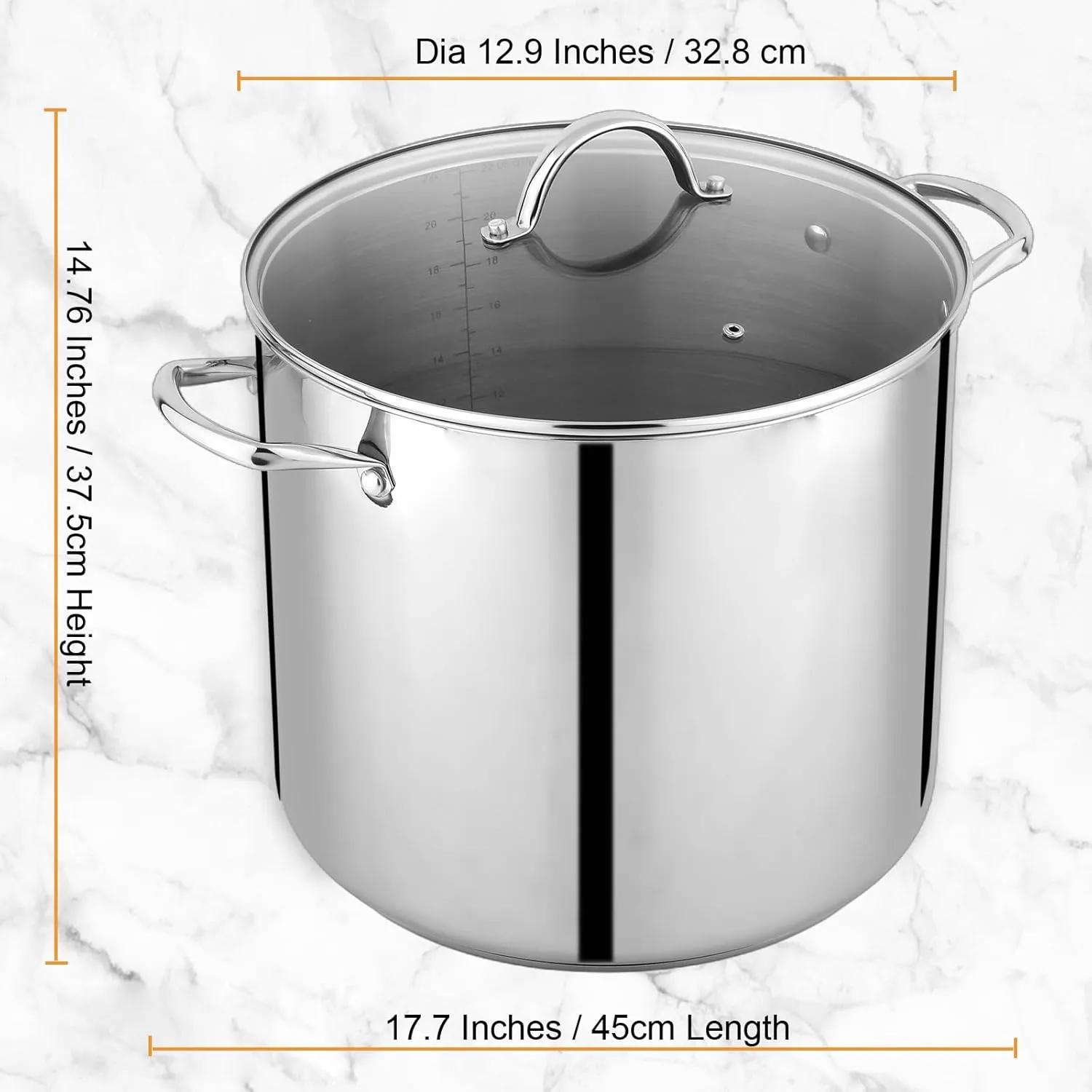 Stock Pot Stainless Steel for Cooking Riveted Handle, Heavy Duty Vessel,Induction Compatible All Cooktops in Use, Dishwasher & Oven Safe (24 Quart)