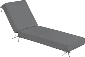 Sundale Outdoor Olefin Chaise Lounge Cushion, Water-Resistant Patio Lounge Chair Cushion, Thick Lounger Pad with 8 Straps Medium Gray, 80 x 26 x 4 Inches