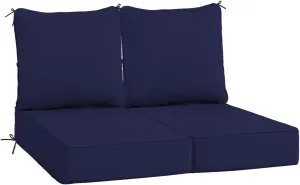 Sundale Outdoor Olefin Deep Seat Cushion Set of 2, Patio Chair Cushion and Pillow, Water-Resistant Sectional Sofa Pad with Straps Navy Blue, 24 x 24 x 6 Inches
