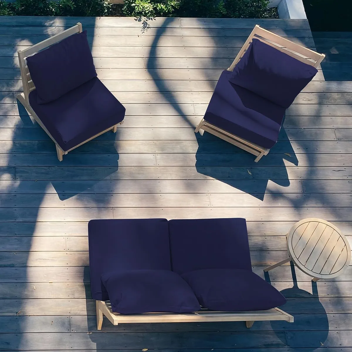 Sundale Outdoor Olefin Deep Seat Cushion Set of 2, Patio Chair Cushion and Pillow, Water-Resistant Sectional Sofa Pad with Straps Navy Blue, 24 x 24 x 6 Inches