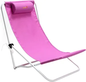 SunnyFeel Folding Low Beach Chair High Back Lightweight, Portable Sand Chair with Pillow for Adults Heavy Duty 300 LBS, Easy-to-Use Foldable Camping Chairs for Camp/Lawn/Outdoor/Travel/Picnic