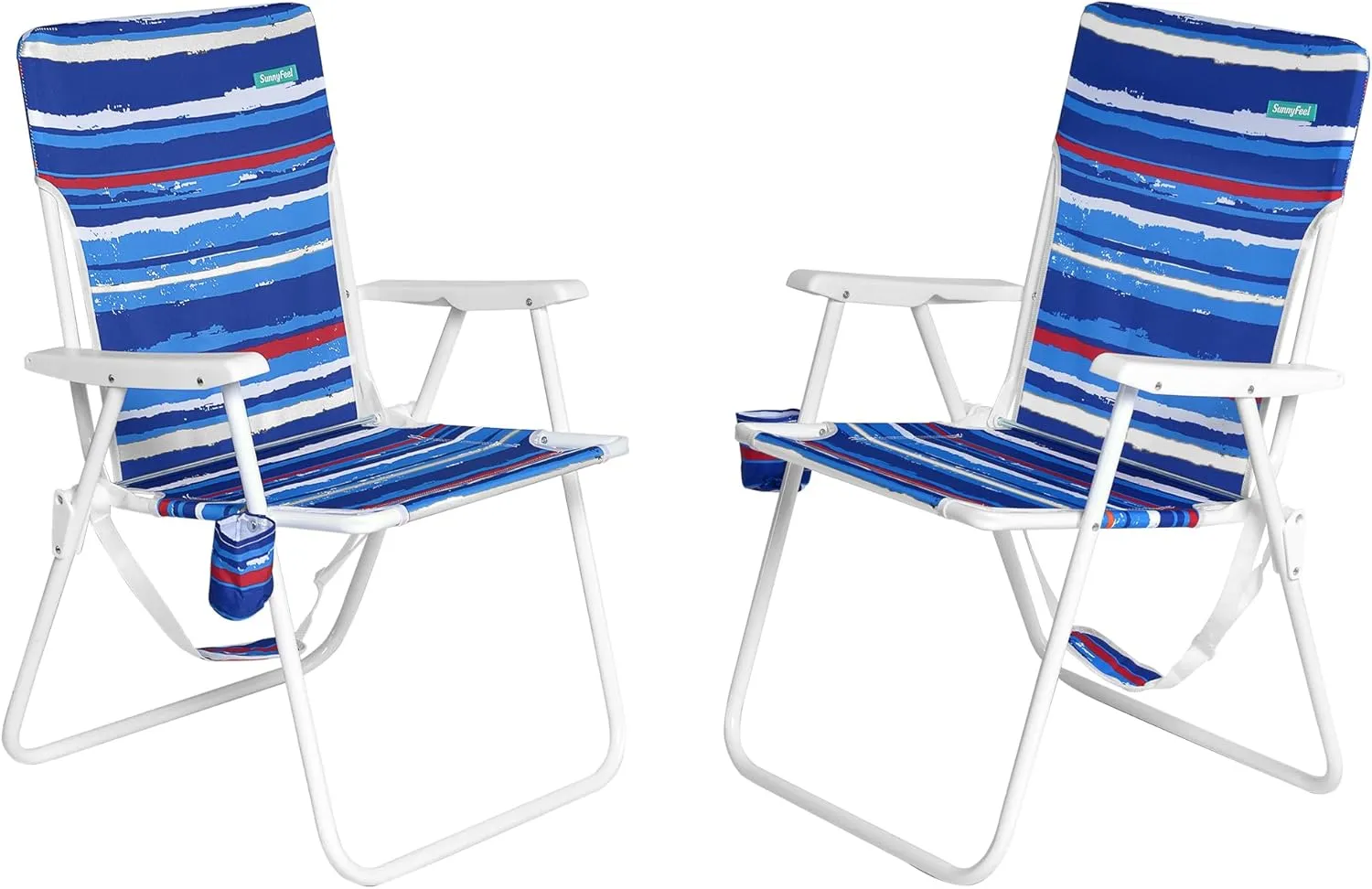 SUNNYFEEL Tall Folding Lawn Beach Chair Lightweight, Portable Sand Chair for Adults Heavy Duty 300 LBS with Cup Holders, Foldable Camping Lawn Chairs for Camp/Outdoor/Travel/Picnic/Concert/Sports