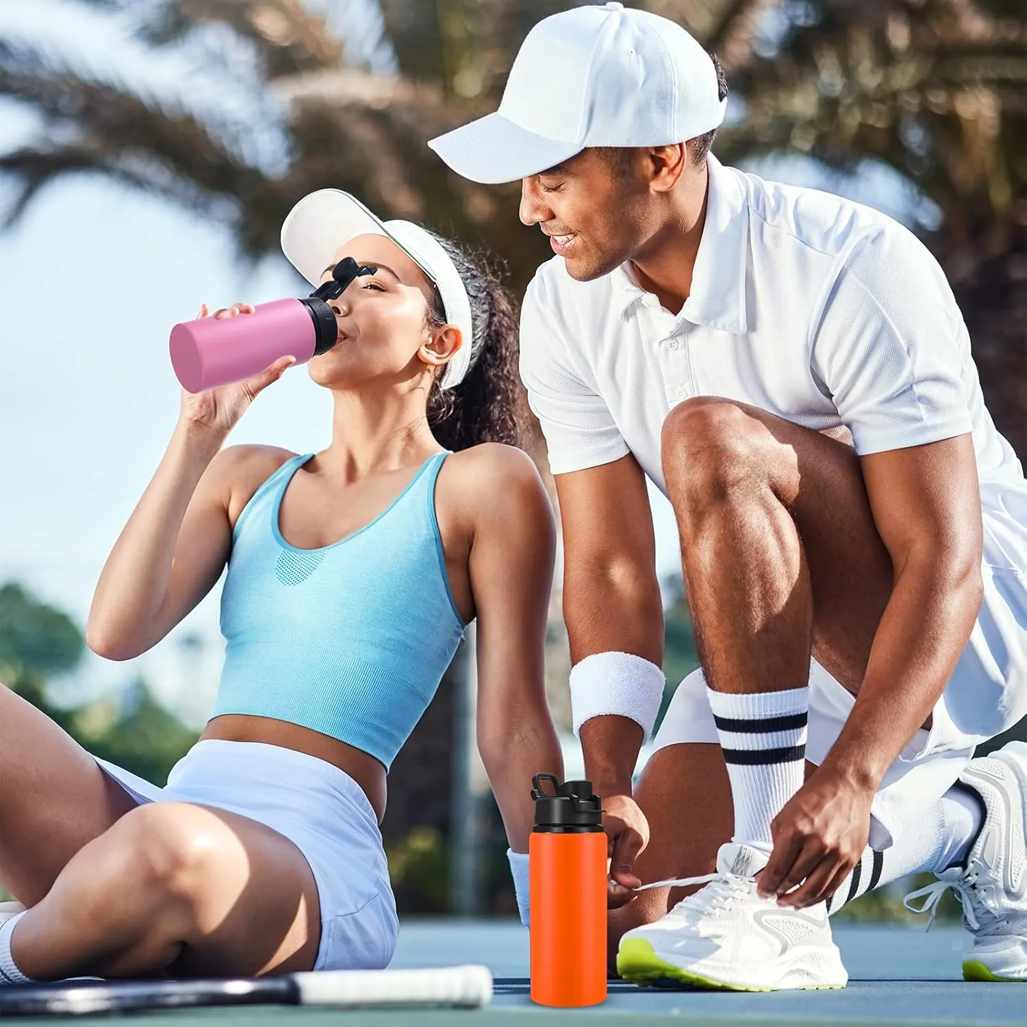 Sunnyray 16 Pcs Aluminum Water Bottle Bulk Multicolor Reusable Sports Bottle with Snap Lids Multipack Vacuum Water Flask for Travel Camping, Picnics, Gym, Hiking, Cycling, Fishing