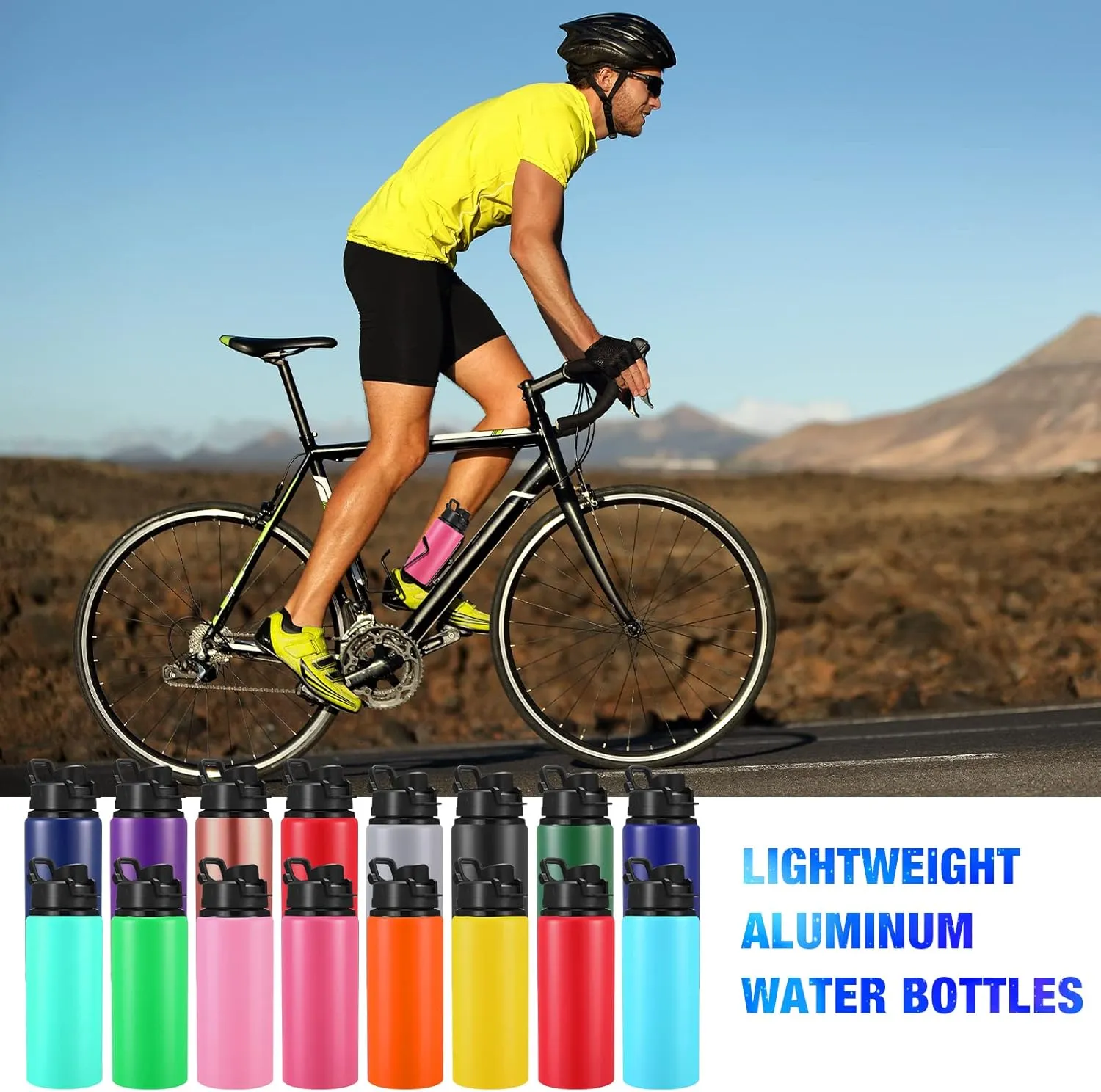 Sunnyray 16 Pcs Aluminum Water Bottle Bulk Multicolor Reusable Sports Bottle with Snap Lids Multipack Vacuum Water Flask for Travel Camping, Picnics, Gym, Hiking, Cycling, Fishing