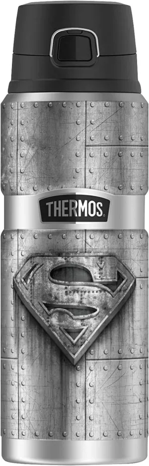 Superman Made Of Steel, THERMOS STAINLESS KING Stainless Steel Drink Bottle, Vacuum insulated & Double Wall, 24oz