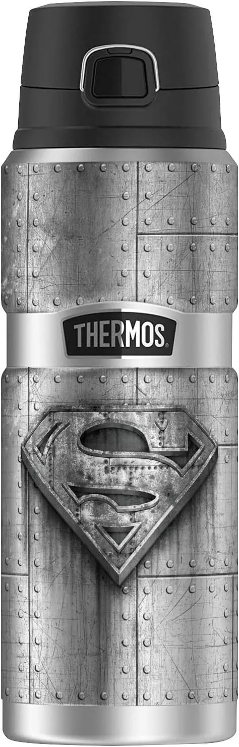 Superman Made Of Steel, THERMOS STAINLESS KING Stainless Steel Drink Bottle, Vacuum insulated & Double Wall, 24oz