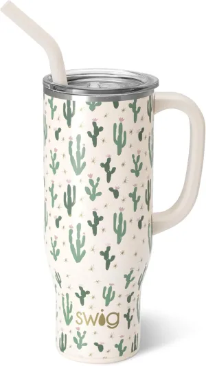 Swig Life 40oz Mega Mug, 40 oz Tumbler with Handle and Straw, Cup Holder Friendly, Dishwasher Safe, Extra Large Insulated Tumbler, Stainless Steel (Desert Child)