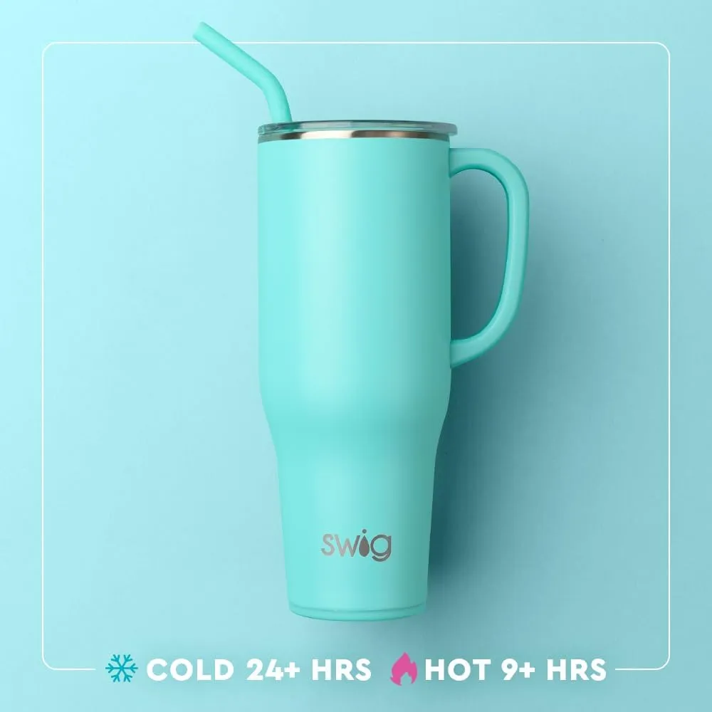 Swig Life 40oz Mega Mug, 40 oz Tumbler with Handle and Straw, Cup Holder Friendly, Dishwasher Safe, Extra Large Insulated Tumbler, Stainless Steel (Desert Child)