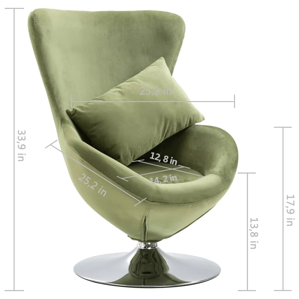 Swivel Egg Chair with Cushion Velvet Padded Seat Lounge Chair