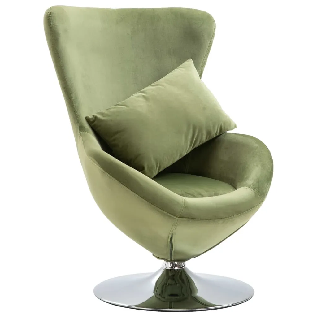 Swivel Egg Chair with Cushion Velvet Padded Seat Lounge Chair