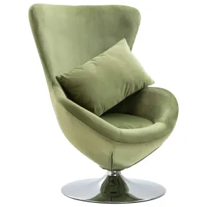Swivel Egg Chair with Cushion Velvet Padded Seat Lounge Chair