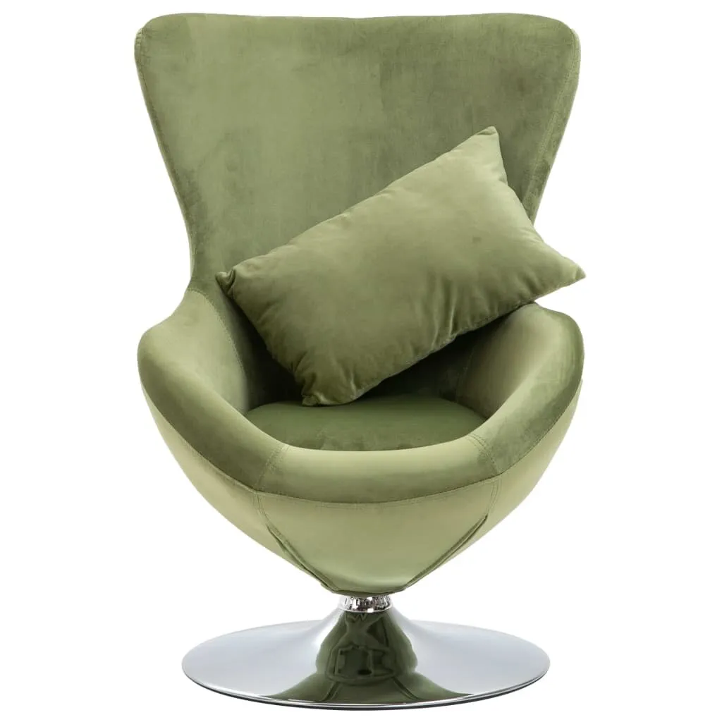 Swivel Egg Chair with Cushion Velvet Padded Seat Lounge Chair