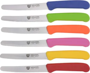 table knife 6 pieces, knife set for cutting, pack of 6 bread knives, breakfast knife with serrated edge on one side, knife 8.3 inch - Colorful