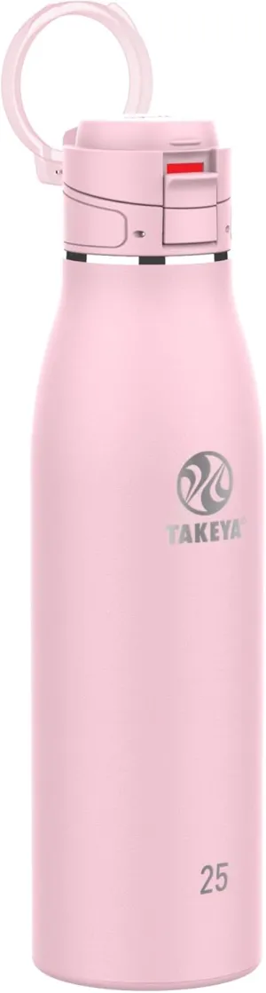Takeya 885395525105 Traveler Insulated Stainless Steel Bottle, Flip Cap Blush 25oz